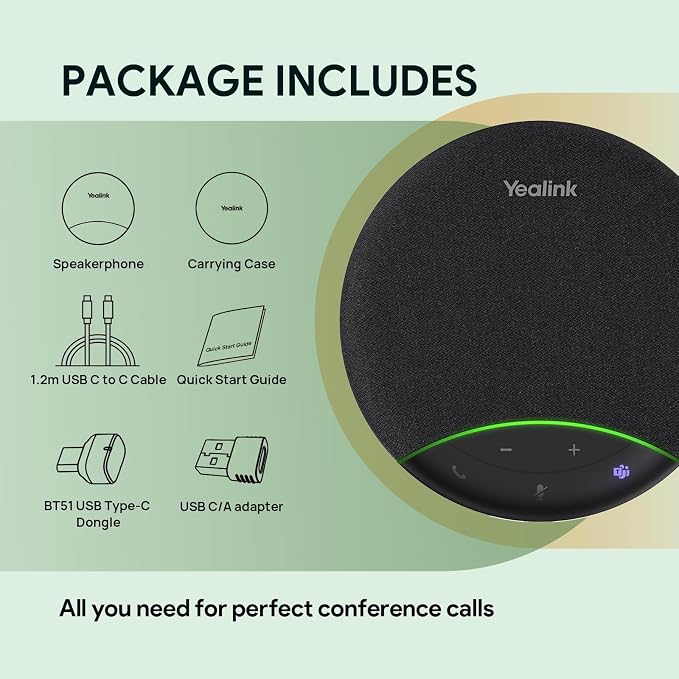 Yealink Sp92 Conference Speaker and Microphone with Bluetooth Dongle, Teams Certified, Noise Reduction, 20H Call Time USB Speakerphone for 4-6 People Meeting Room - Image 7