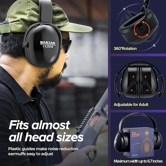 Ear Protection Headphones for Adults Kids, NoiseCancelling Headphones for Autism, Adjustable NoiseCancelling Ear Muffs, Earmuffs Hearing Protection, Effective Noise-Reducing Ear Muffs - Image 3