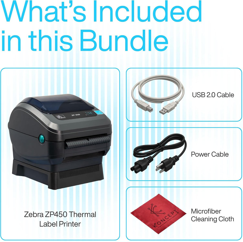 ZP450 Zebra Direct Thermal Label Barcode Printer - USB, Serial & Parallel - Image 2