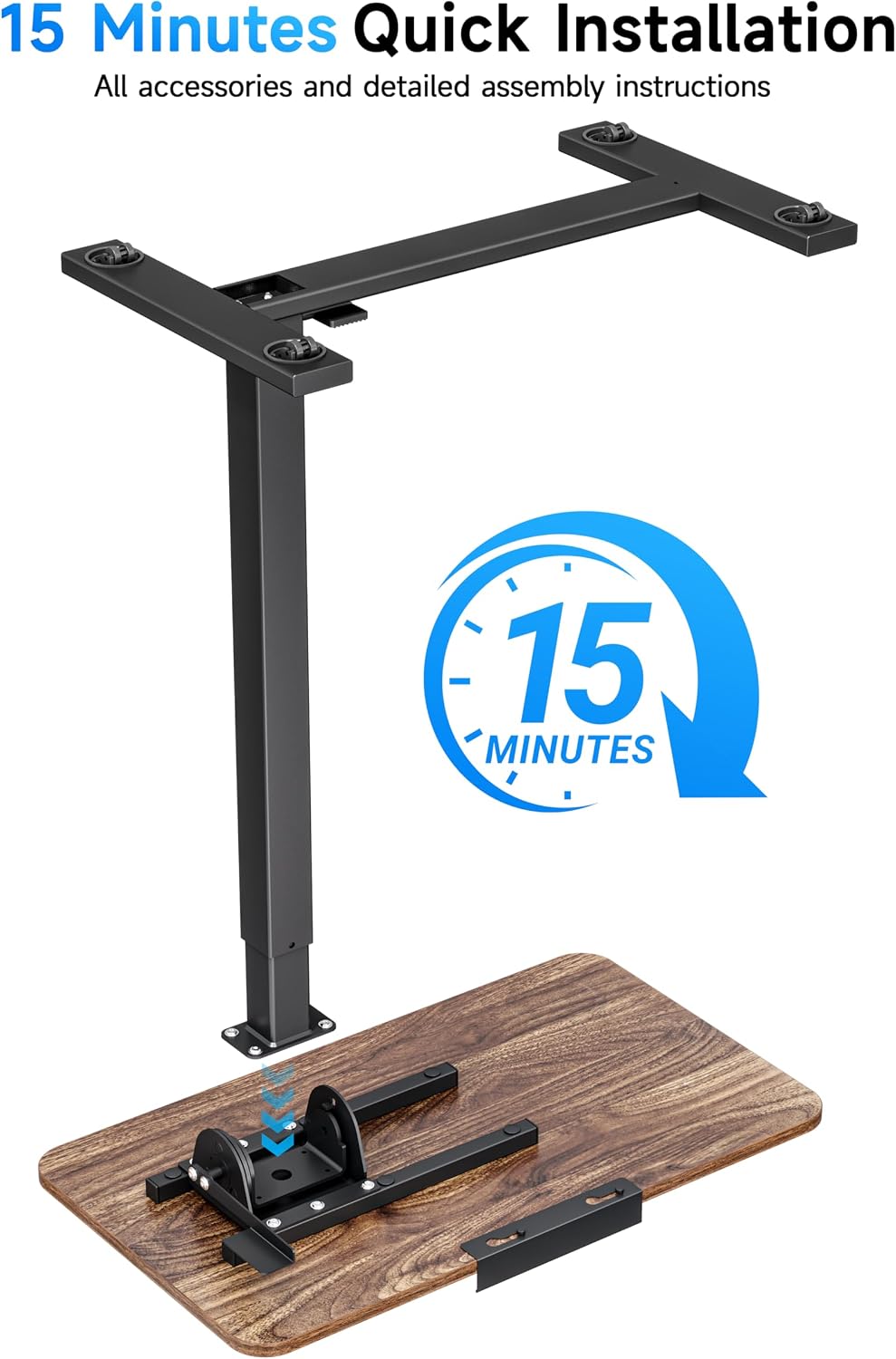 Mobile Standing Desk Laptop Desk Pneumatic with Wheels 180° Tilt Top Hospital Bed Table Portable Rolling Cart Foldable Bedside Table for Hospital&Home Use, Walnut - Image 9