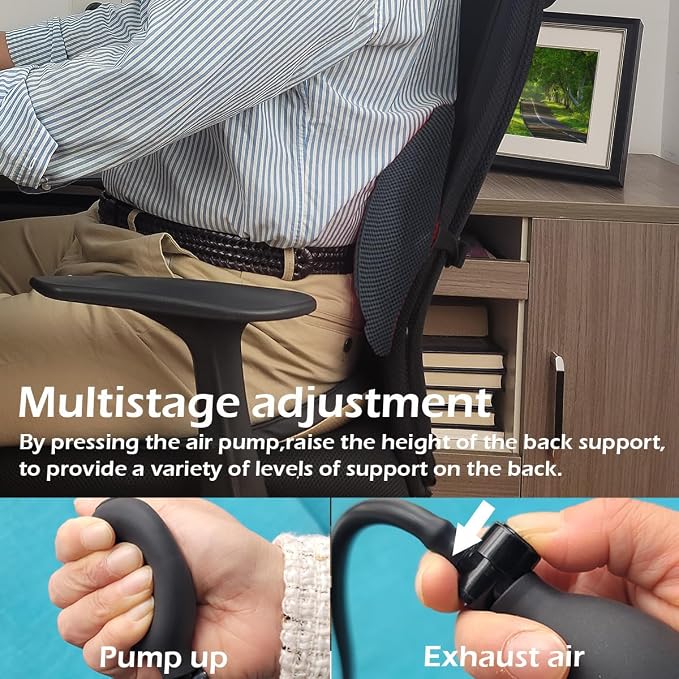 2Pack Inflatable Lumbar Support Pillow for Office Chair and Car Seat, Back Support Cushion with Air Pump for Reducing Lower Back Pain - Image 3