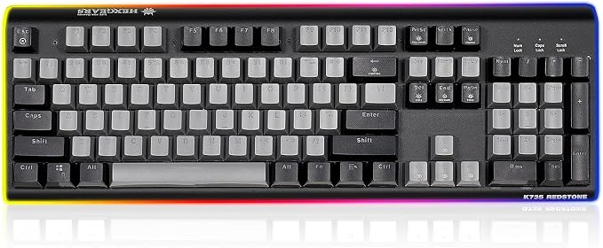 Hexgears GK735 Full-Size Mechanical Gaming Keyboard, Surround Side Light Strip+Backlit Keyboard with Linear Switch, Anti-Ghosting, Double-Shot PBT Keycaps, Compatible with Windows, macOS (Gray-Black) by HEXGEARS