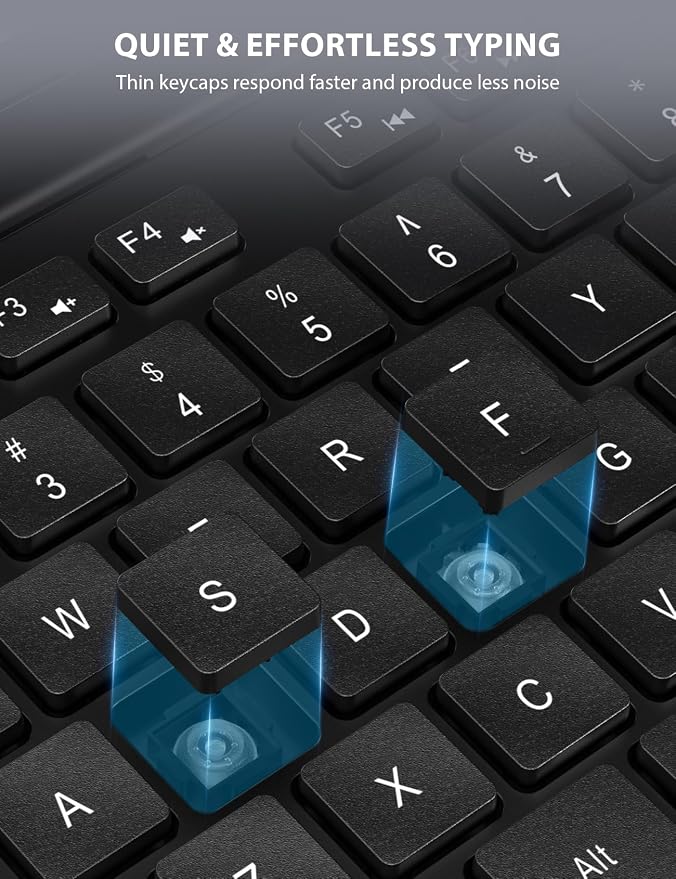 Wireless Keyboard and Mouse Combo - Full-Sized, Ergonomic Wrist Rest | Phone Holder, Sleep Mode, 2.4G Quiet Keyboard for PC Laptop, Trueque KM23 Complete Work Setup for Office or Home - Image 7
