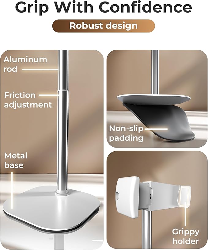 COOPER ChatStand Sturdy Cell Phone Holder, iPhone Stand for Desk, Recording | 9-13" Adjustable, Weighted Metal Base, Tabletop Tripod, for Filming, Video Calls, FaceTime; fits all iPhone, Samsung, Android - Image 4