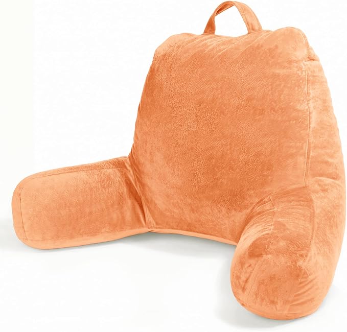 Sasttie Reading Pillow for Bed, Back Pillow for Sitting Up, Orange | 18" Backrest Support Cushion for Couch, Sofa, and Floor, Dorm Essentials, OEKO-TEX, Adjustable Down Alternative Fill by SASTTIE