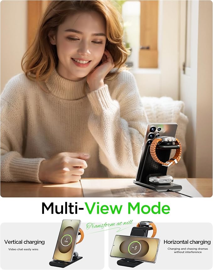 Wireless Charging Station for Samsung Galaxy Watch 8/7/6/5/4/3,S26 Ultra | Wireless Charger Samsung Phone Stand for Galaxy S25/S24/S23/S22/Note,Watch Ultra,Buds4/4 Pro/3/2 Pro/Live Multiple Devices - Image 5