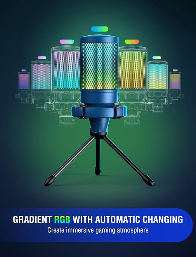 FIFINE AmpliGame A6VB USB Condenser Gaming Mic with RGB for PS5 Streaming | Quick Mute, Gain Control, Tripod Stand, Pop Filter, Cardioid Pickup, for PC/Mac Discord Twitch Podcasts YouTube - Image 4