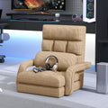 Floor Gaming Chair, 6 Position Adjustable Indoor Chaise Lounge Chair for Teens Adults, Padded Folding Meditation Sofa with Armrests and Pillow, Comfy Chair for Teens, Adults, Pets - Light Camel by KOZIDO