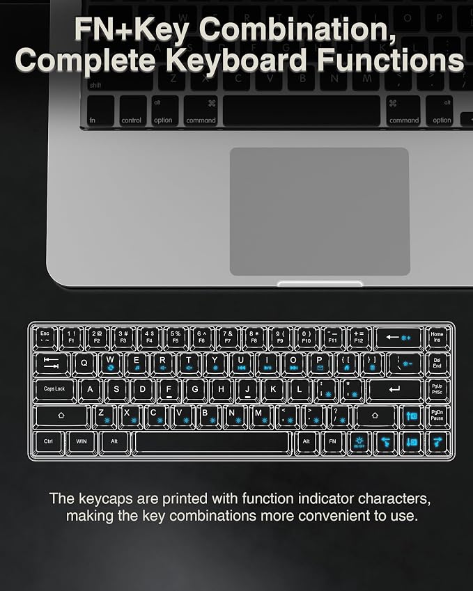 CORBOBO 60 Percent Keyboard,RGB Backlit Gaming Keyboard USB-C Wired,Portable 68 Keys Compact Mini Keyboards for Business Trips,Office,PC Games (SK968,Grey&Orange) - Image 7
