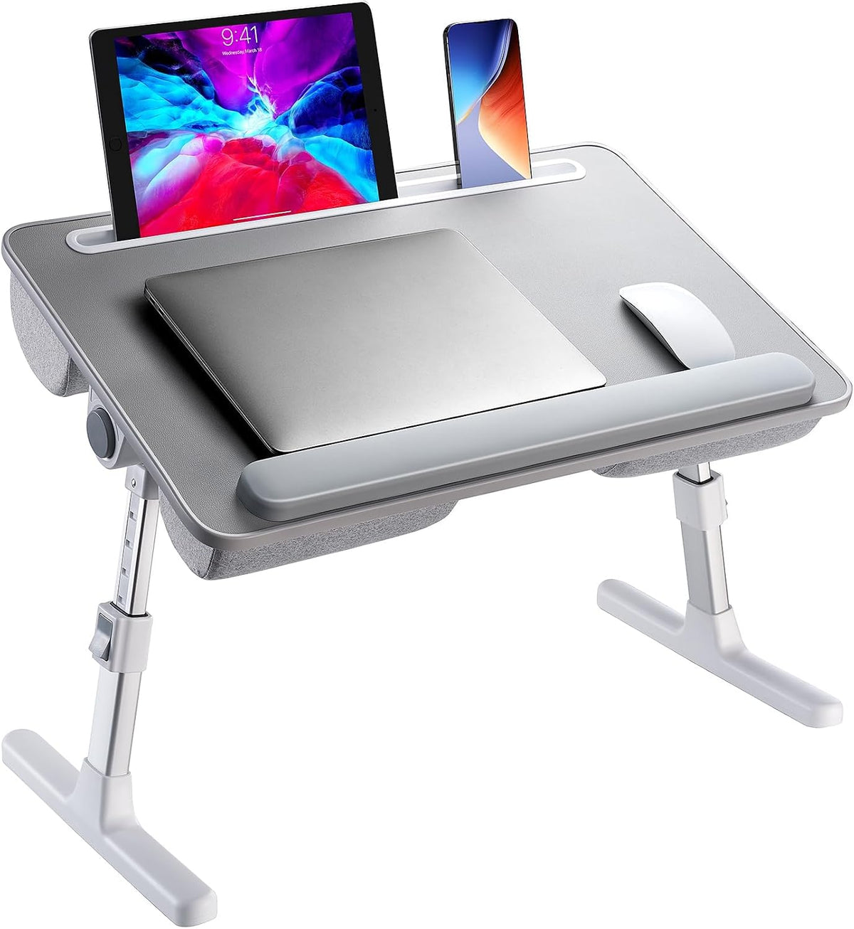 HUANUO Laptop Bed Lap Desk with Adjustable Height and 35° Tilt, Grey - Image 9