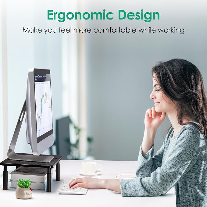 La Jaco Monitor Stand Risers for 2 Monitors, 3 Height Adjustable Monitor Stand with Pen Holder, Dual Monitor Riser Laptop Riser for Office, Home, School Supplies, 2 Pack, Black - Image 7