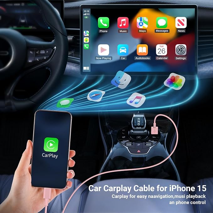 3 Pack Car Carplay Cable for iPhone 16 15 Pro Max 15 Plus Car Charger, 3FT USB to USB C Cable for Car Charger Adapter, Carplay USB C Cord Accessories Charging for iPad 10th Gen/iPad Pro Air 5th-Pink - Image 2