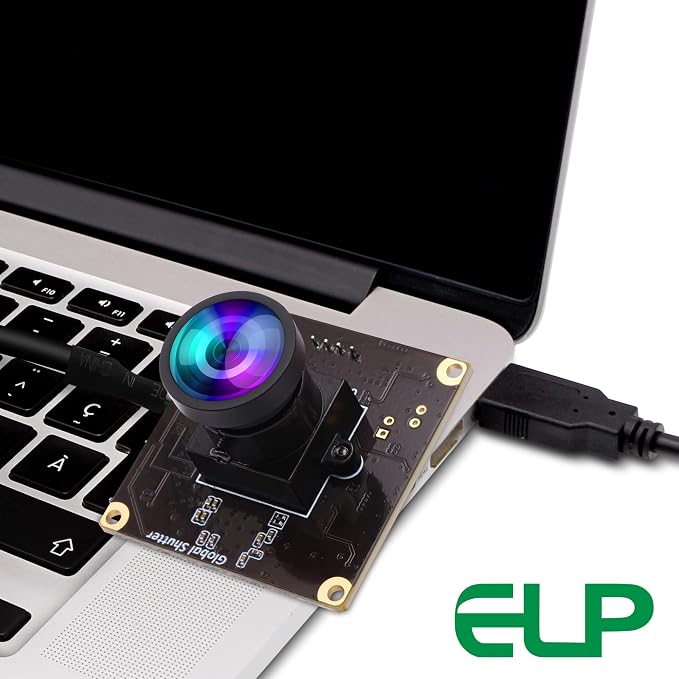 ELP Global Shutter USB Camera Module High Speed with Wide Angle Lens for Computer 1080P Mini UVC USB2.0 Webcam Board High Frame 90fps PC Camera for Laptop (100° no Distortion Lens) - Image 2