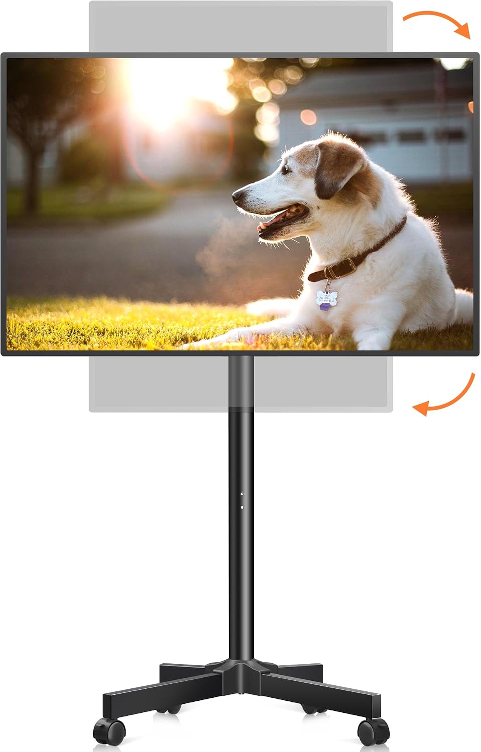 Mobile TV Carts, Rotating Rolling TV Stand on Wheels for 13-50" Flat/Curved TVs Height Adjustable 30° Tilt Floor TV Stand Portable Monitor Stand Holds up to 44lbs Max VESA 200x200mm ML1350 by XINLEI