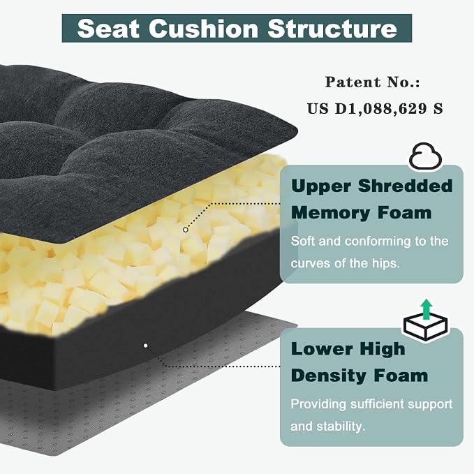 baibu Memory Foam Small Recliner Cushions with Lumbar Support Pillow Set, 18x16x4 Inch Dual-Layer Design Non-Slip Recliner Seat Cushion & Back Support Pillow for Reduce Hip & Lumbar Pain, Black - Image 2