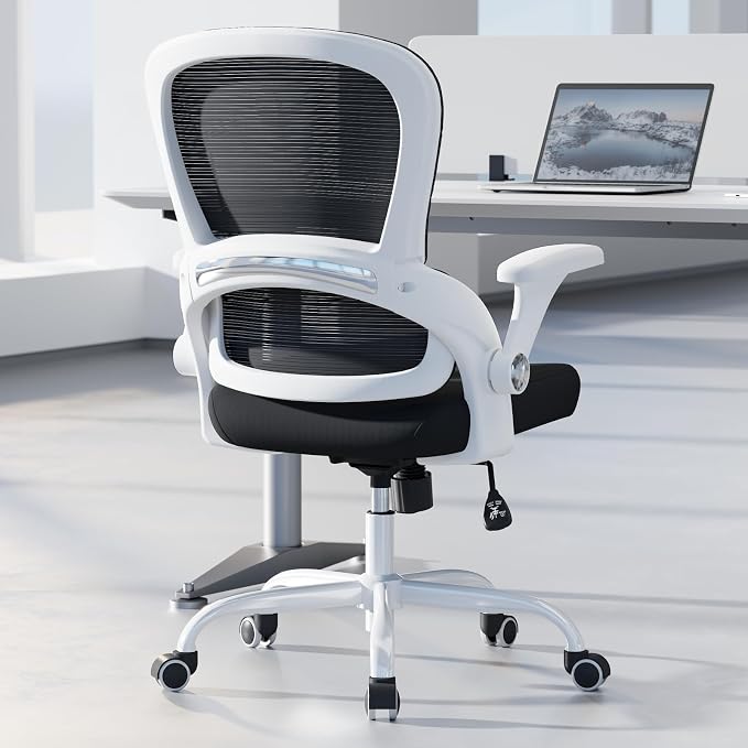 TRALT Office Chair - Ergonomic Office Chair with Back Support for Adults | Home Office Desk Chair with Lumbar Support - Ergonomic Mesh Chairs 330 lb Wide Seat for Work,Office, Gaming(White Black) by TRALT