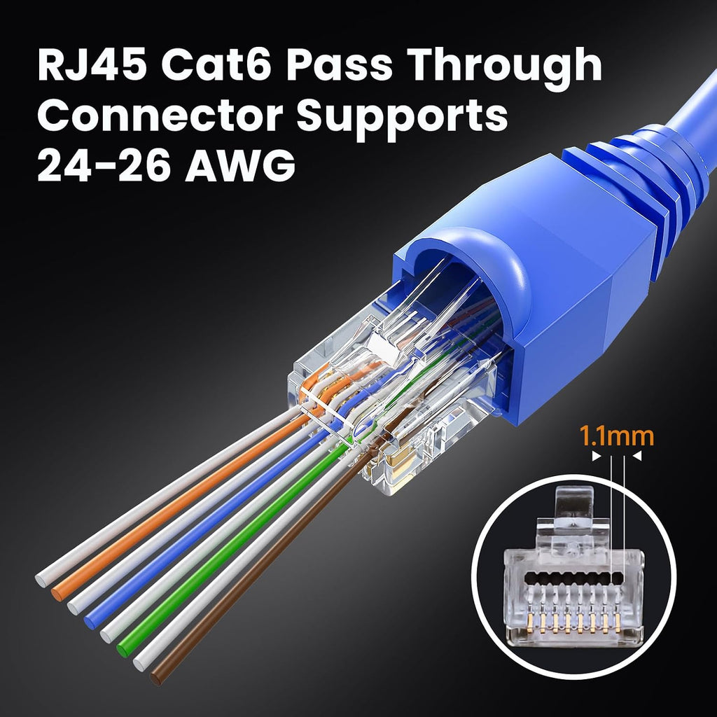 RJ45 Crimp Tool Kit Pass Through, Ethernet Crimping Tool for Cat5/5e/6/7, Includes 50-Pack Cat6 Pass Thru Connectors and 50-Pack Boots - Image 8