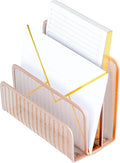 BLU MONACO Rose Gold Metal Mesh Letter Sorter | 3-Slot Vertical Mail Organizer for Desk, Office and Home | Compact Mail Holder for Envelopes, Documents and Files | Modern Desktop Organizer by Blu_Monaco
