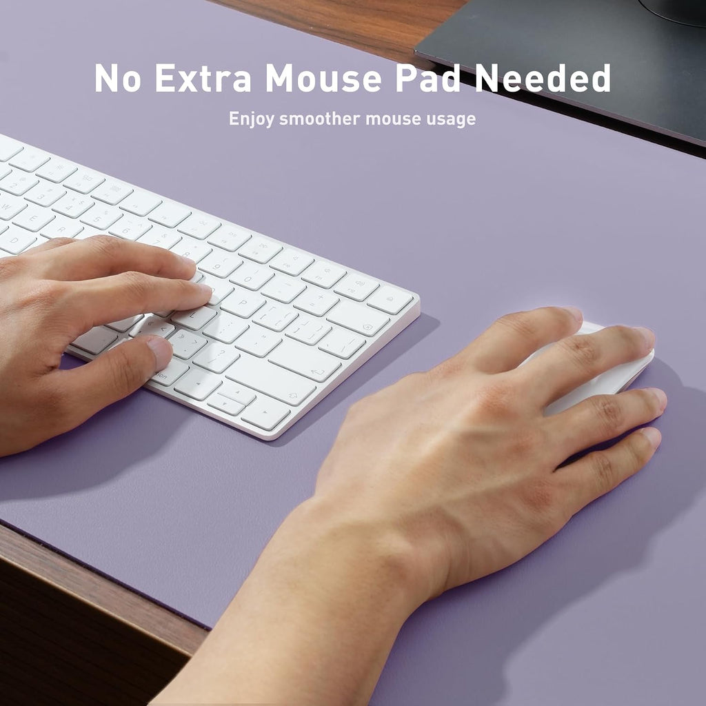 Leather Desk Pad Protector, Mouse Pad, Office Desk Mat, Non-Slip PU Leather Desk Blotter, Laptop Desk Pad, Waterproof Desk Writing Pad for Office and Home (48"x17", Lavender) - Image 4