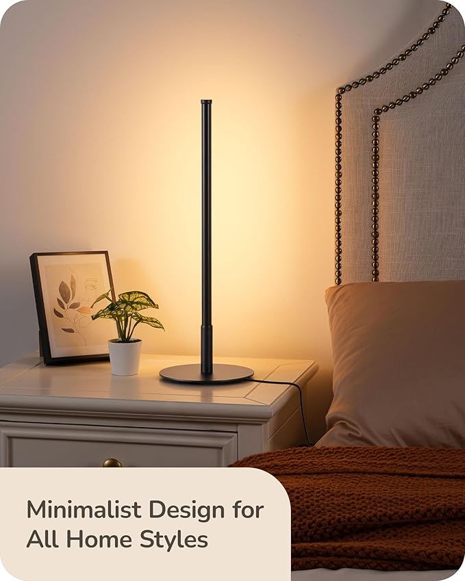 EDISHINE LED Table Lamps for Living Room, Modern Dimmable Desk Lamp, Black | 3 Color Temperature, Memory Function, Metal Finish, Skinny Modern Minimalist Style for Bedroom, Corner - Image 5