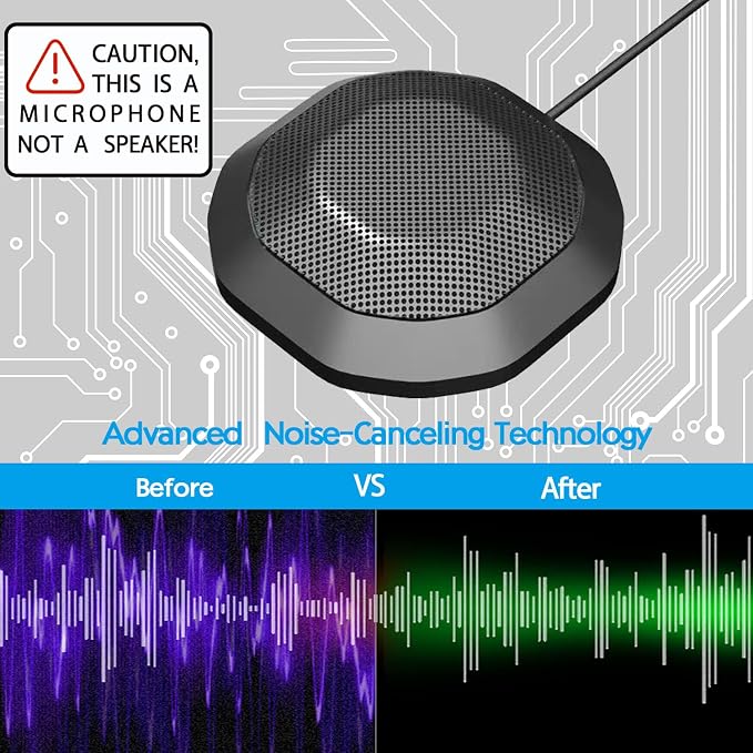 Conference USB Microphone No Speaker,Desktop Computer Mic, Noise-Canceling Technology, Plug & Play, Compatible with Windows & MacOS - Image 3