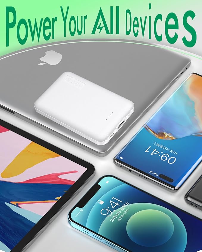 Miady 2-Pack Small Portable Charger 5000mAh Power Bank Travel Battery Pack | 5000mAh丨18.5Wh丨Type C in&Out丨Pocket Size丨Compatible with iPhone 17 Galaxy S24 Android etc丨Flight-Safe丨Lightweight丨Blue+Pink - Image 6