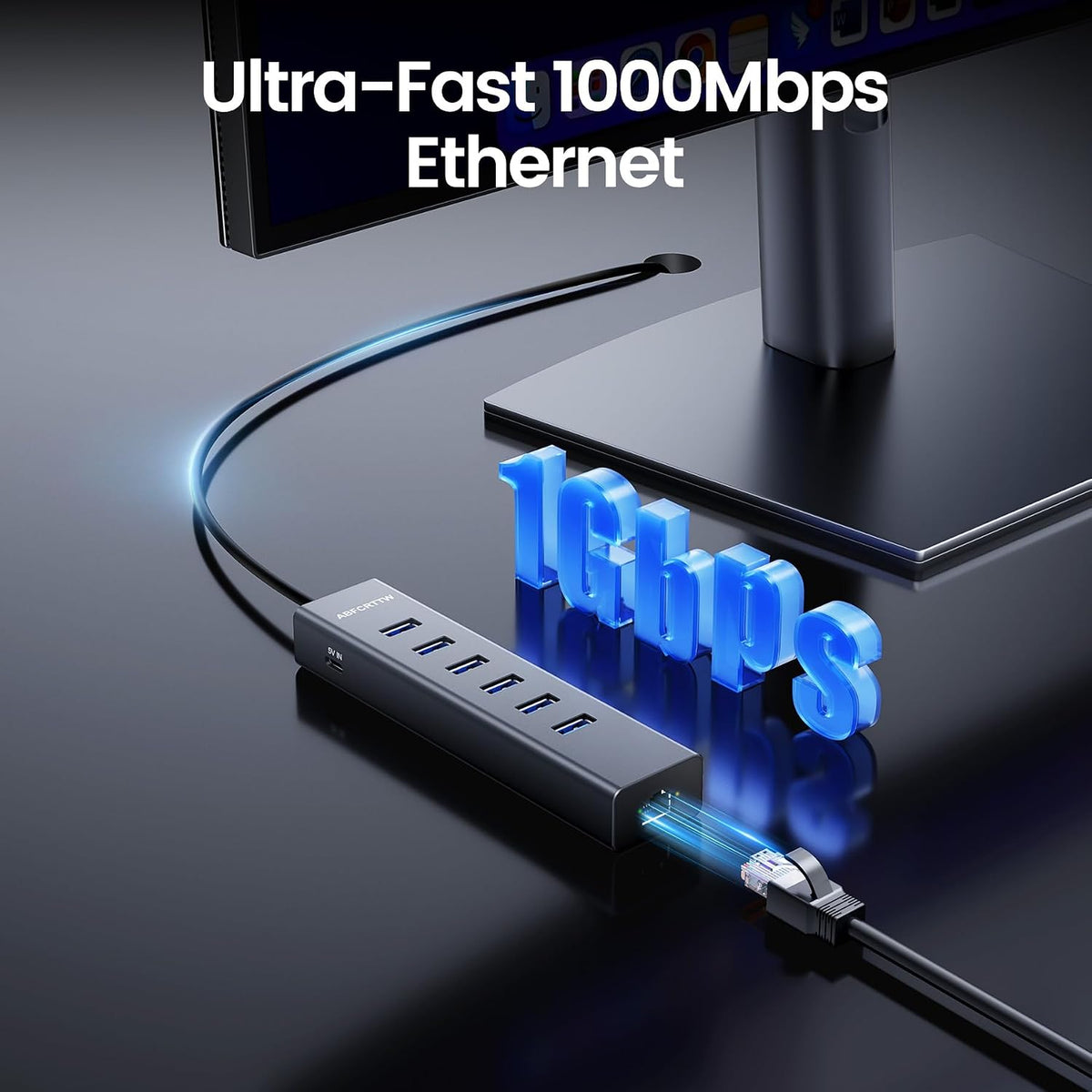 4FT USB to Ethernet Adapter with 1Gbps Ethernet & 6 USB 3.0 Port - Image 3