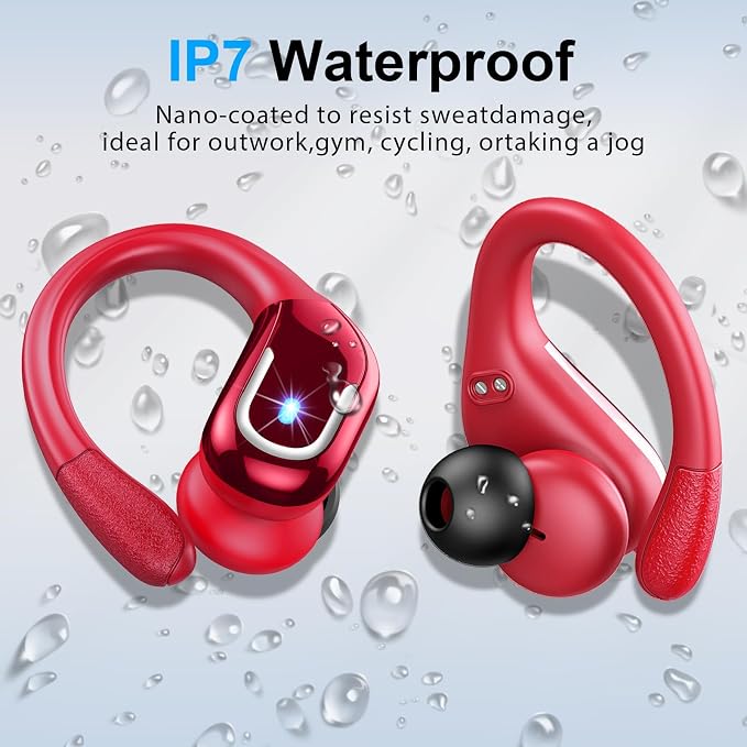 Wireless Earbud, 75Hrs Bluetooth 5.4 Headphones IP7 Waterproof for Sport, Running Wireless Earphones with ENC Noise Canceling Mics, Deep Bass Over Ear bud with Earhooks for Android, iOS, Workout, Gym - Image 5