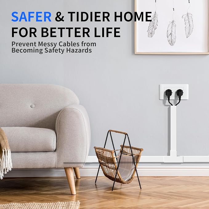 Delamu Cable Hider, 315in Cord Covers for Wires on Wall, One-Cord Cord Hider, Paintable Wire Hiders Wire Covers for Cords, Cable Management for Hiding 3-4 Wires, 20x L15.7 W1.18 H0.60in, White - Image 4