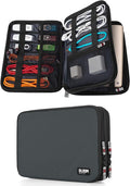 BUBM Double Layer Electronic Accessories Organizer, Travel Gear Bag for Cables, USB Flash Drive, Plug and More, Perfect Size Fits for iPad mini (Medium, Gray) | Travel Gadget Bag for Cables, USB Flash Drive, Plug and More, Perfect Size Fits for iPad Mini by BUBM