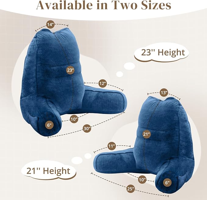 Sasttie Reading Pillow for Bed, Back Pillow for Sitting Up, Navy | 23" Backrest Support Cushion for Couch, Sofa, and Floor, Dorm Essentials, OEKO-TEX, Adjustable Down Alternative Fill - Image 2
