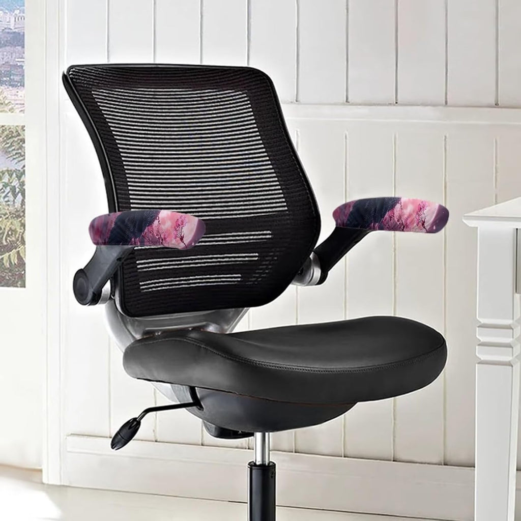 Raven Moon Floral Printed Office Chair Armrest Slipcovers Covers 2Pcs/Set Anti-Slip Stretchy Computer Chair Arm Rest Cover Universal Fits Rotating Desk Gaming Chairs - Image 2