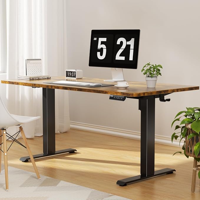 Veken 55" x 23.6" Super Large Standing Desk, Conference Room Tables, Brown | Height Adjustable Electric Computer Desk, Sit to Stand Up, Modern Workstation for Home Office, Writing, Gaming Study - Image 2