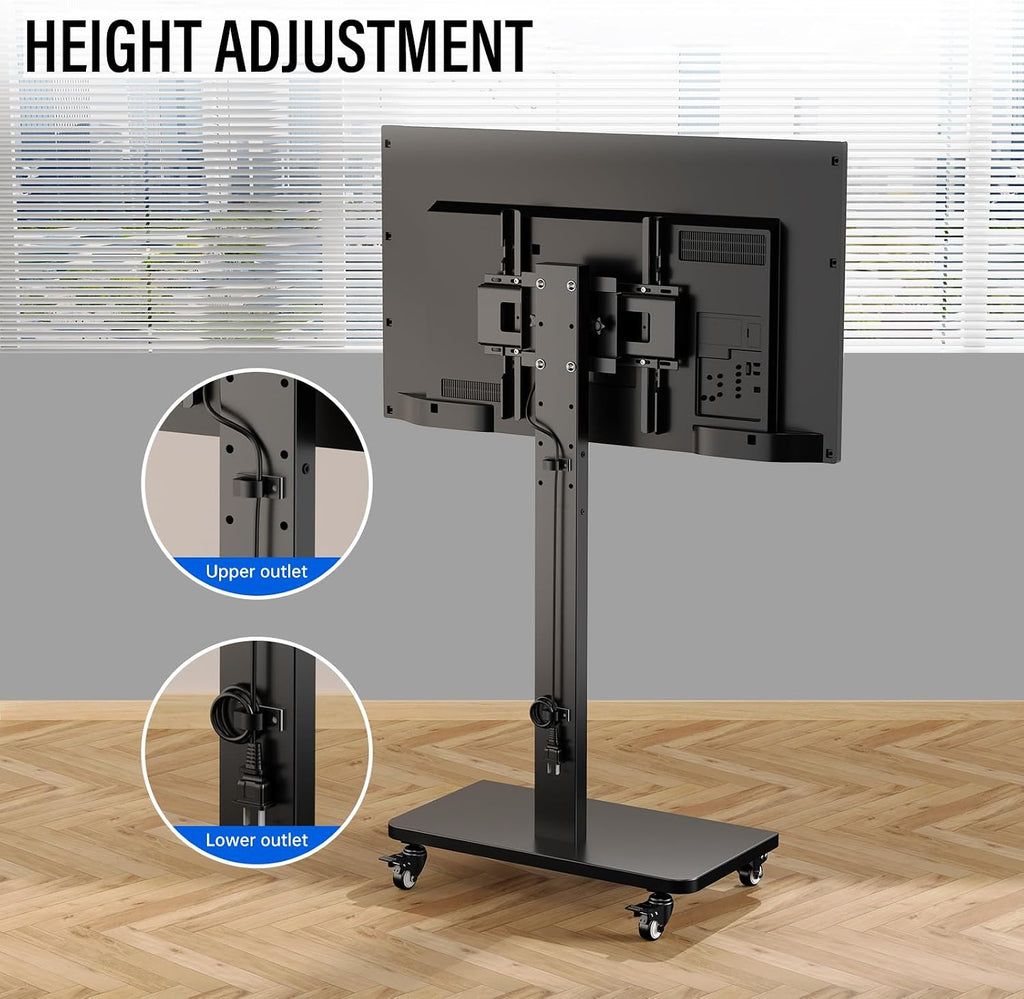 Mobile TV Cart with Wheels.Rolling TV Stand for 26 to 65 Inch Flat Panel Screens,Portrait to Landscape,Height Adjustable Portable TV Stand Holds Up to 100lbs,Max VESA 400x400mm (Black) - Image 4