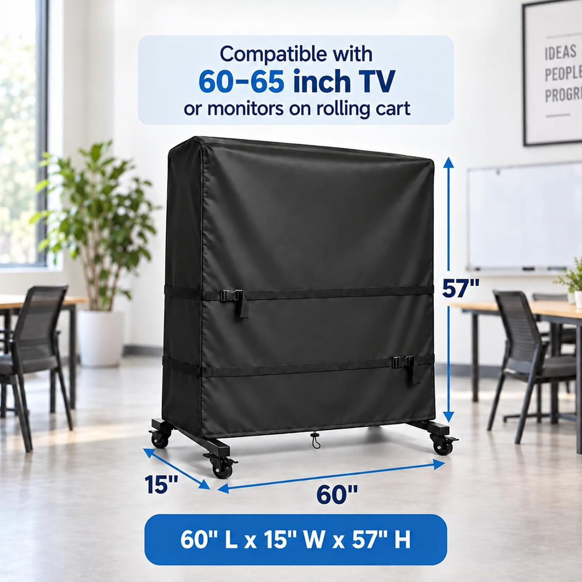 60-65 Inch Outdoor TV Trolley Cover, 600D Oxford TV Stand Cover - Image 3