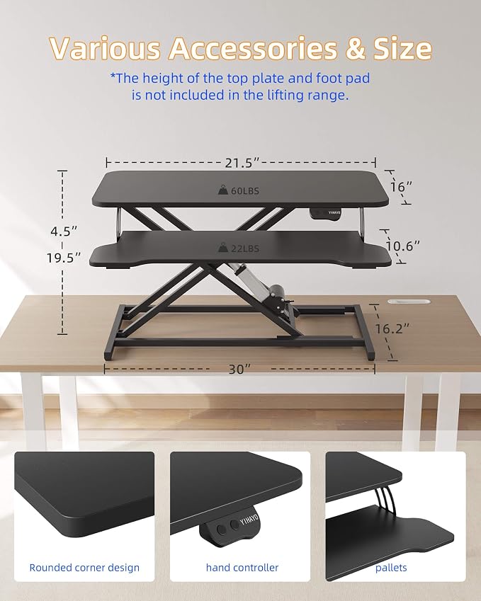 YIHAYO Electric Standing Desk Converter 32 inch, Sit to Stand Up Height Adjustable Desk Riser, Quick Sit to Stand Tabletop Dual Monitor Riser Workstation for Home Office with Keyboard Tray, Black - Image 2