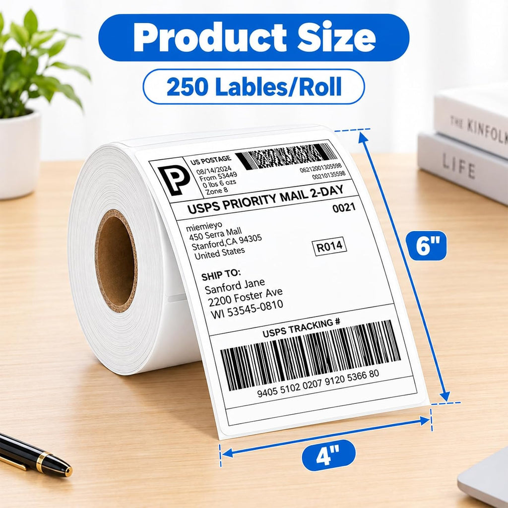 4x6 Thermal Printer Label, 250 Labels/Roll Thermal Shipping Label, 2 Roll - Image 2