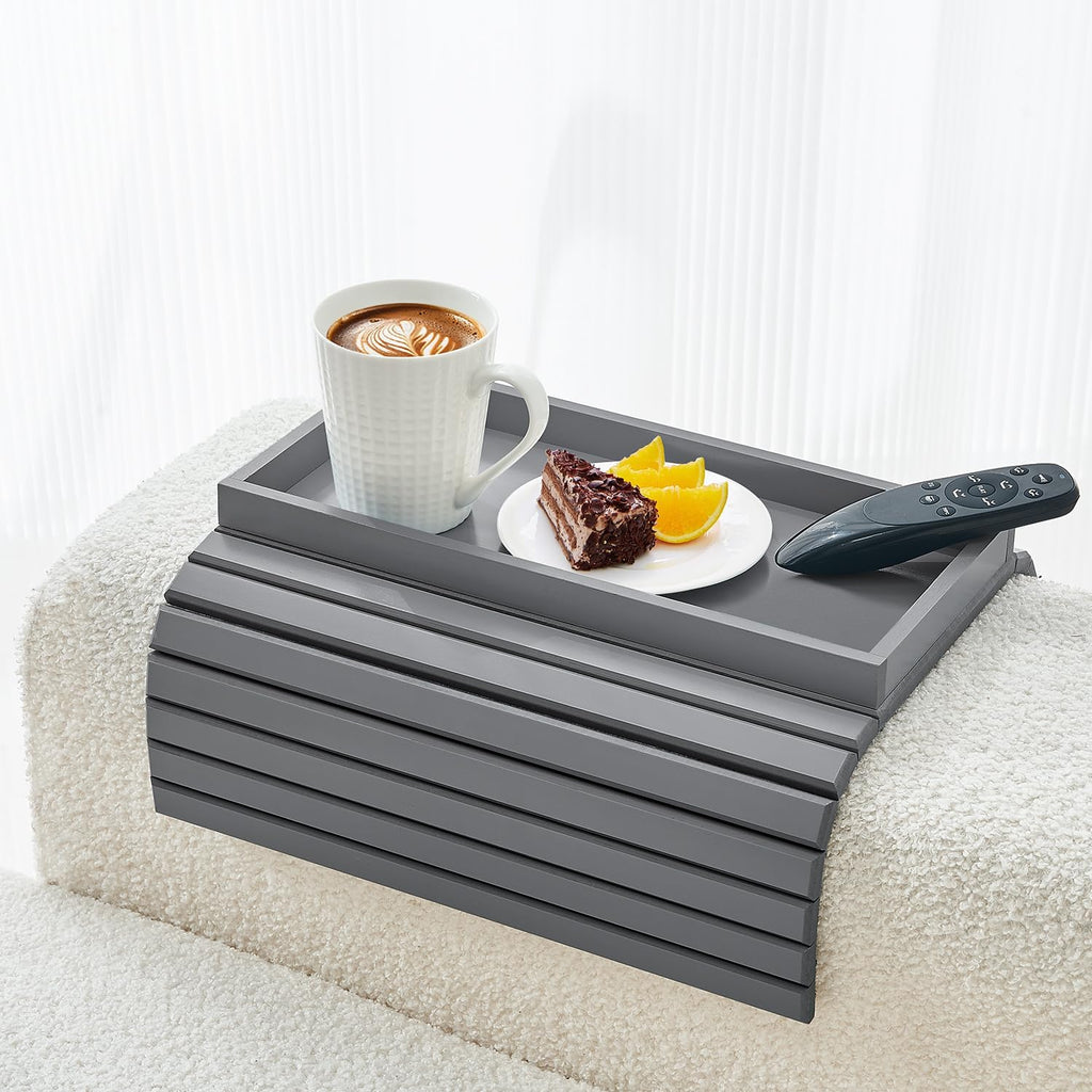 Bamboo Sofa Arm Tray, Anti Falling Couch Arm Tray Table, Foldable Couch Armrest Table, Portable Sofa Armrest Trays Cup Holder for Drink, Cups, Phone, Snacks, Remote by LOVYANXUE