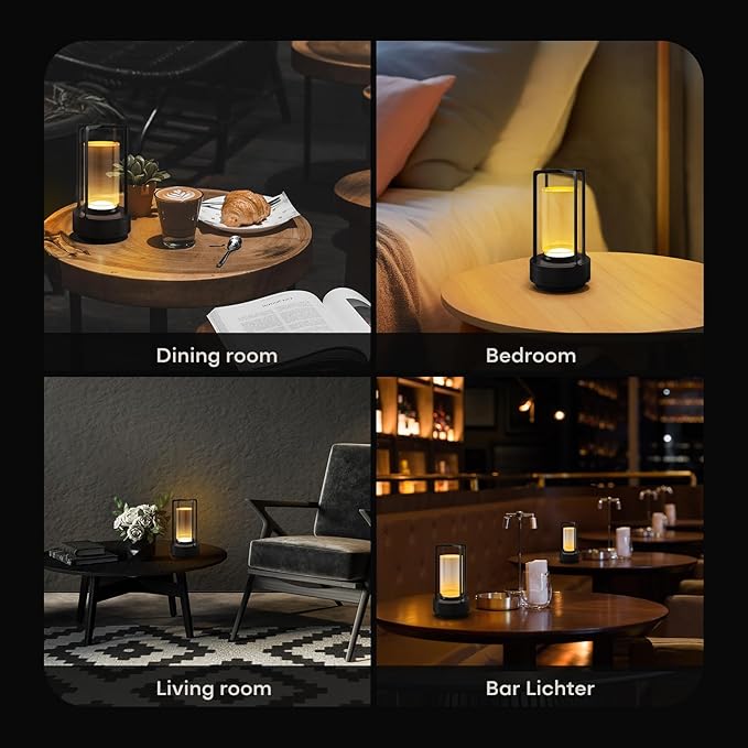 Rechargeable Cordless Small Metal Table Lamp, Stepless Dimming, 3-Color | Set of 2, 2600mAh Battery, Portable LED Desk Light, Cute, Suitable for Indoor/Outdoor/Restaurant/Bedroom/Bar/Coffee/Camping - Image 4