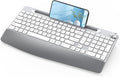 JOYACCESS Ergonomic Wireless Keyboard, 2.4GHz Cordless USB Full-Size Keyboard with Wrist Rest, Quiet Design & Numeric Keypad, Phone Holder for Desktop, Laptop, PC, Mac, Windows -Silver White by JOYACCESS