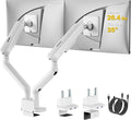 monTEK Mechanical Spring Dual Monitor Arm with USB for 27 32 34inch Screens | White, Built-in One-Way Bearing, Holds 26.4 lbs, VESA 75/100mm, C-Clamp/Grommet Base & Cable Management, Office, Home, Game by monTEK