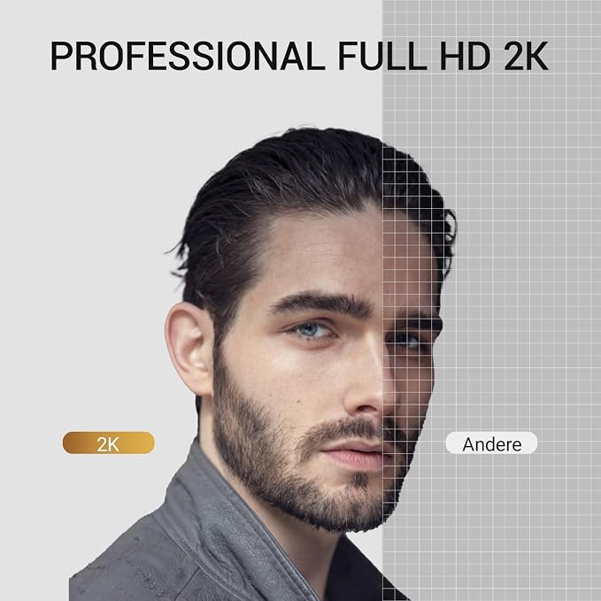 2K Webcam with Microphone, 1440P QHD Web Cam for Desktop Computer, Plug and Play USB Computer Camera for Laptop/PC, Streaming Web Camera with Auto Light Correction for Zoom/Teams/Skype, Mac/Windows - Image 2