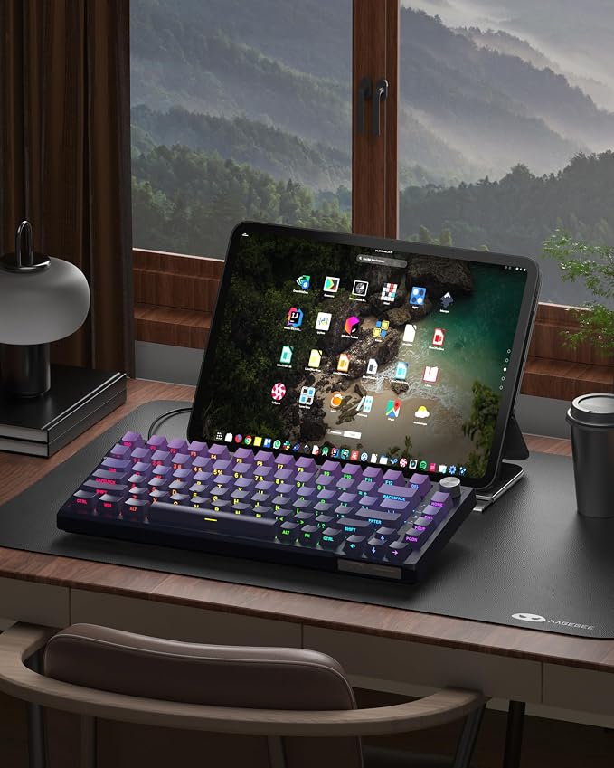 MageGee SKY81 75% Mechanical Gaming Keyboard, RGB Hot Swappable Wired Custom Creamy Keyboards with 5-Layer Sound Dampening, Knob, Side Printed Keycaps for Win/Mac (Dark Purple, Blue Whale Switch) - Image 6