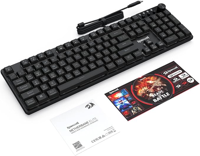 Redragon K521-E Gaming Keyboard with Knob, RGB 104 Keys Wired Keyboard | Mechanical Feeling Keyboard, 12 Multimedia Keys, Anti-Ghosting, Programmable Software, Compatible with PC, PS4/5, Xbox - Image 9