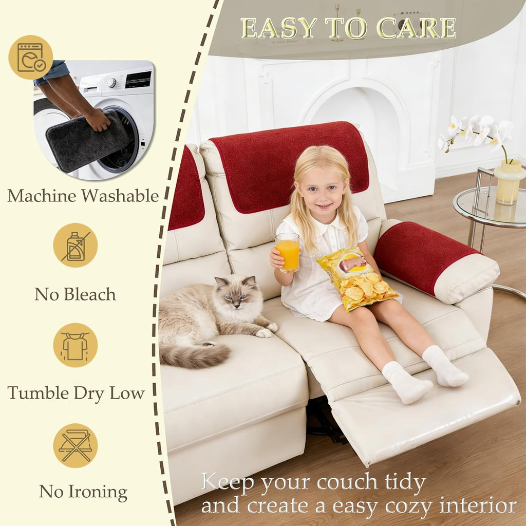 Armrest Covers for Recliner set of 3 Couch Arm Covers with Pockets for Sofa - Image 7