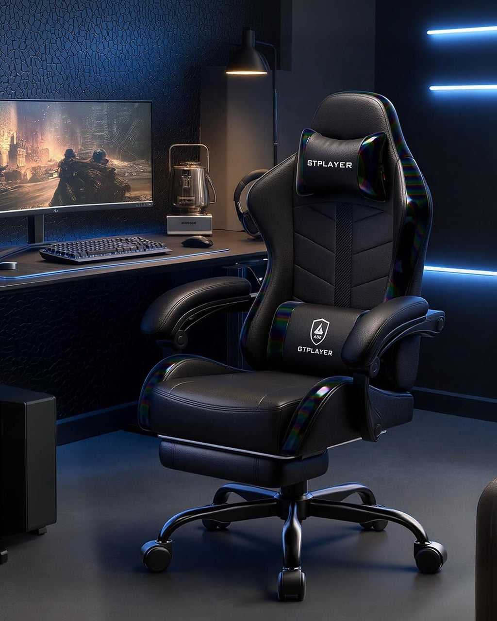 GTPLAYER Gaming Chair, Computer Game Chair for Adults, Iridescent Black - Image 2