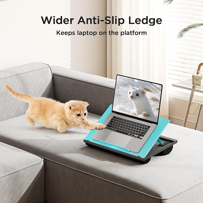 HUANUO Adjustable Lap Desk - with 8 Adjustable Angles & Dual Cushions Laptop Stand for Car Laptop Desk, Work Table, Lap Writing Board & Drawing Desk on Sofa or Bed, HNLD2TB | Dual-cushion base, carry handle, 30% thicker for durability, wider anti-slip ... - Image 6