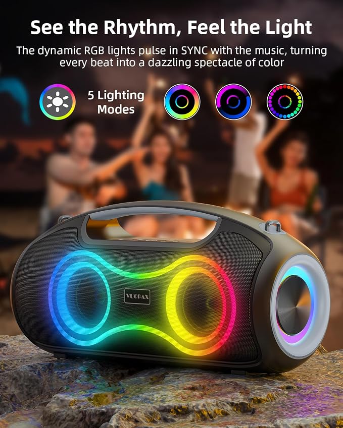 Portable Bluetooth Speaker Wireless, 180W Max Loud Waterproof Speakers, Bass Boost Boom Box for Party and Outdoor, w/2*Subwoofer, 2*Tweeter, DSP, IP65, 24H, TWS, TF, USB, AUX - Image 3