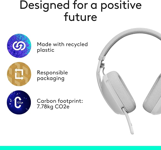 Logitech Zone Vibe 100 Wireless Over Ear Headphones - Off White | Lightweight, over ear, advanced multipoint Bluetooth, works with Teams, Google Meet, Zoom, Mac/PC - Image 11