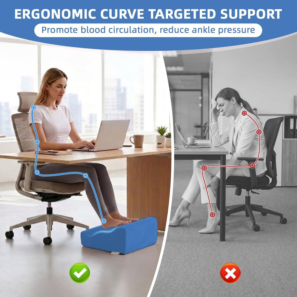 Foot Rest Ergonomic Pillow for Under Desk at Work & Handle Blue - Image 4